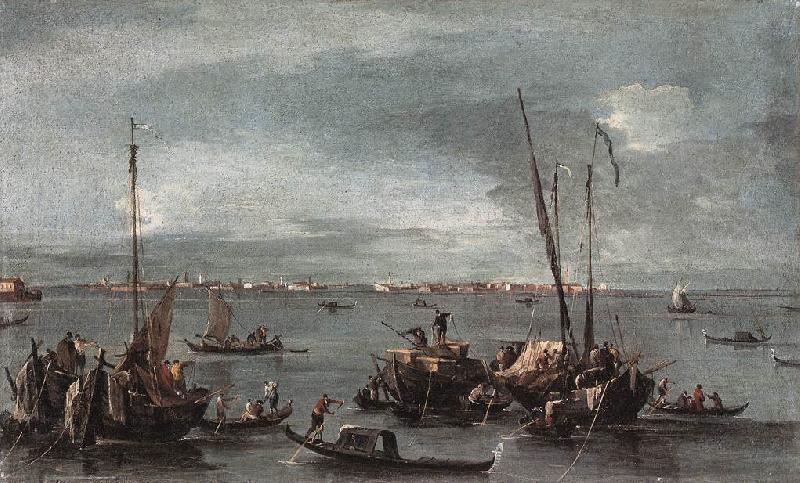 GUARDI, Francesco The Lagoon Looking toward Murano from the Fondamenta Nuove sdg Sweden oil painting art